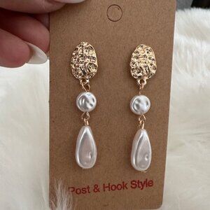 Fashionable Drop Earrings for women Gold and White Color